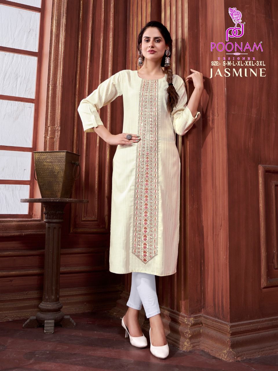 Poonam Jasmine Fancy Designer Ethnic Wear Embroidery Kurti Collection